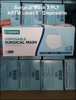 Disposable Surgical Mask ASTM Level 3 - 3 Ply